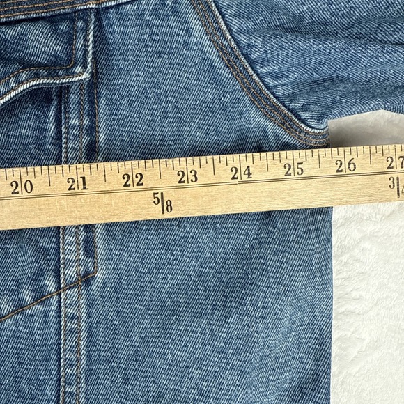 Vintage St Johns Bay Denim Trucker Jacket Mens Large Tall Distress Fade - Picture 8 of 14